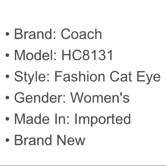 Coach Women's HC8131 HC/8131 Fashion Cat eye  Sunglasses - Picture 12 of 15